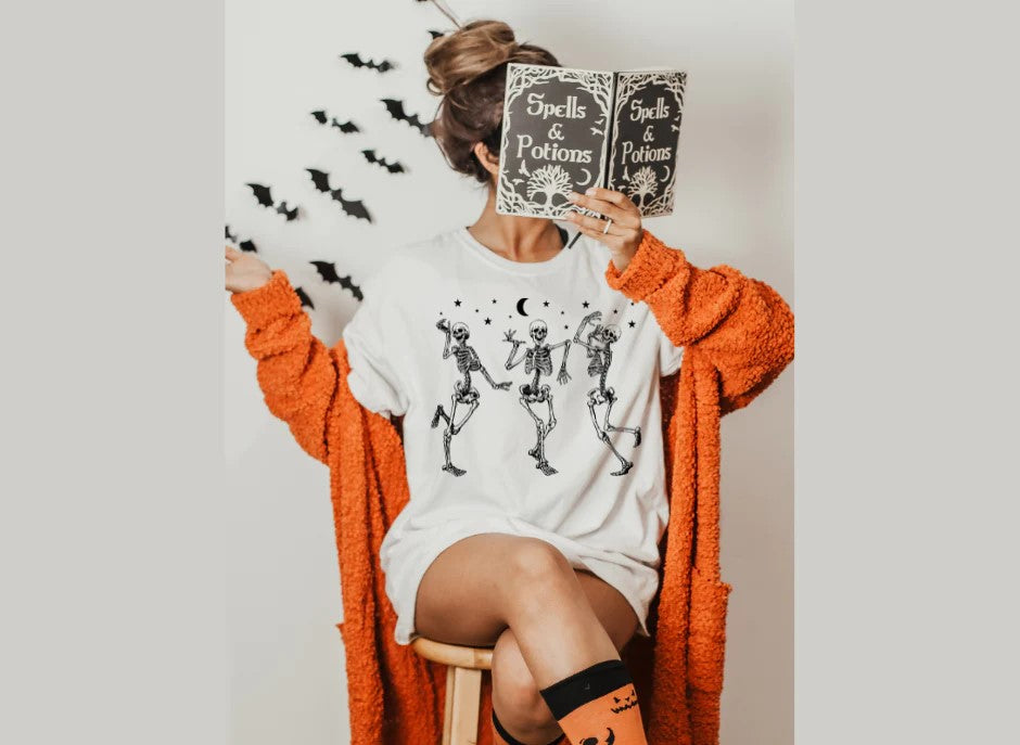 Dancing Skellies T-Shirt-Crew Neck